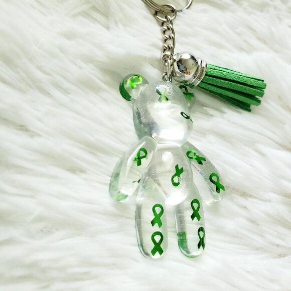 Green Awareness Ribbon Bear Keychain - Picture 7 of 9
